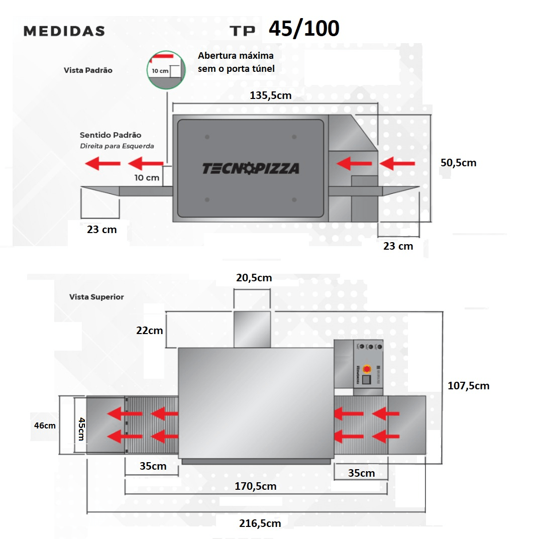 Máquina de Assar Pizza TP 45-100 Maxx Turbo Gás - Tecnopizza